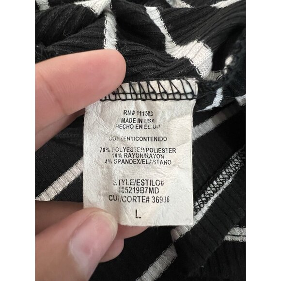 Luxology Women T Shirt Dress Black White Striped Stretch Size Large Classic City - Picture 9 of 10
